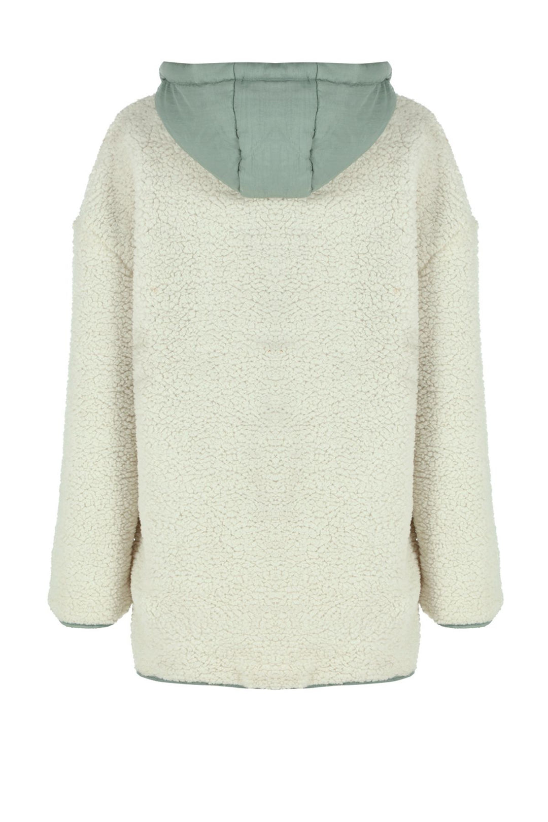 Hooded Plush Detailed Coat Ecru