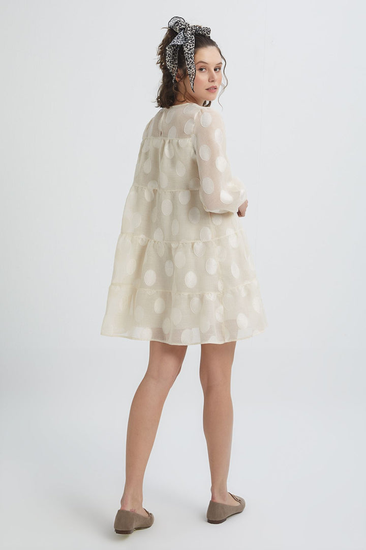 Big Polka Dot Tulle Dress Bone